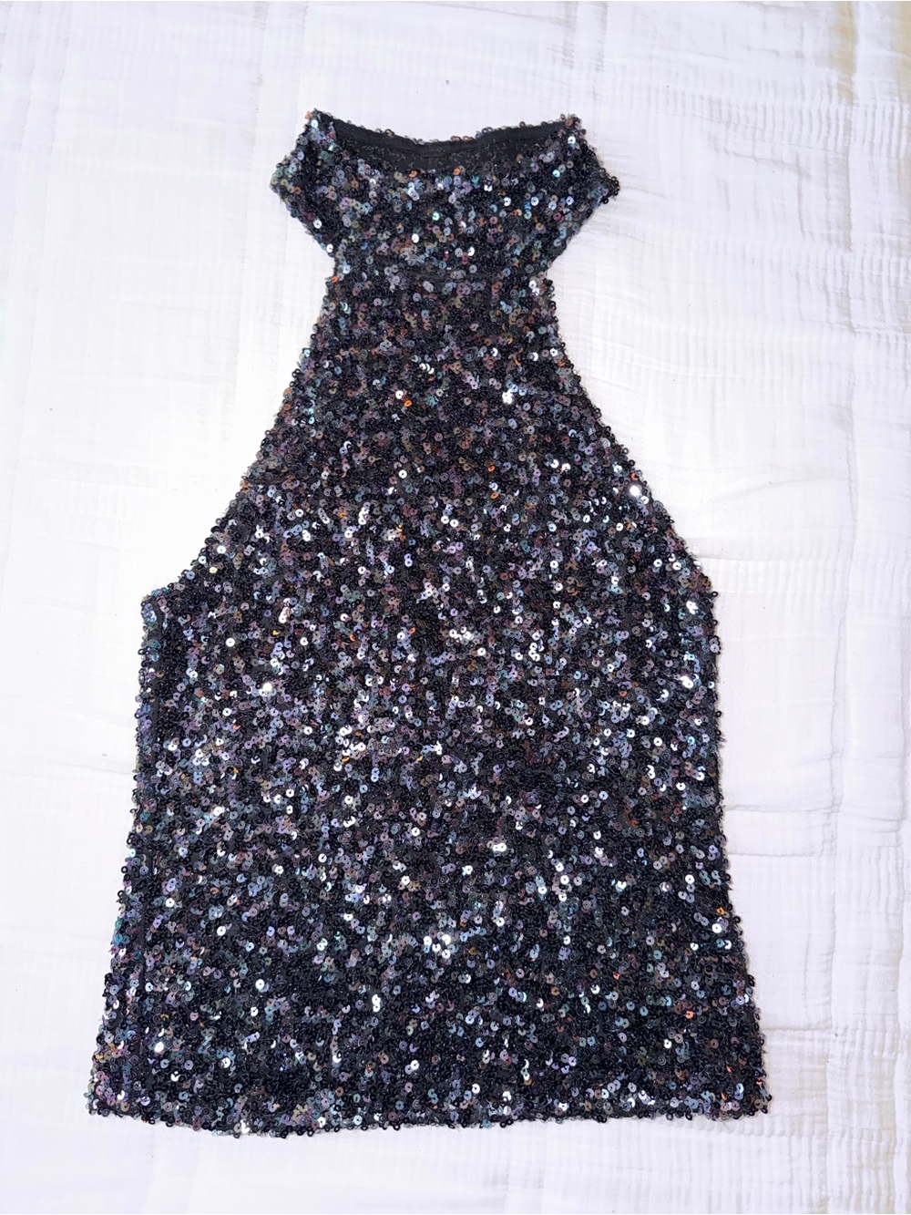 Free People Vintage Blue Iridescent Sequin Racerback Tank Top Size M